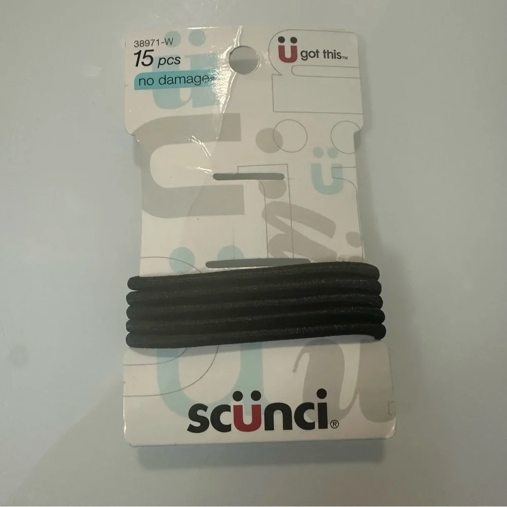 🆓FREE with purchase! Scünci New No Damage Elastic Hair Ties Set of 5 Black